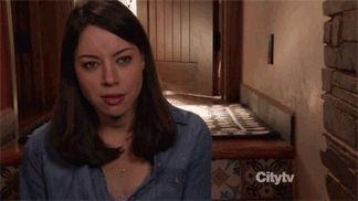 April Ludgate drinking on Parks and Rec gif